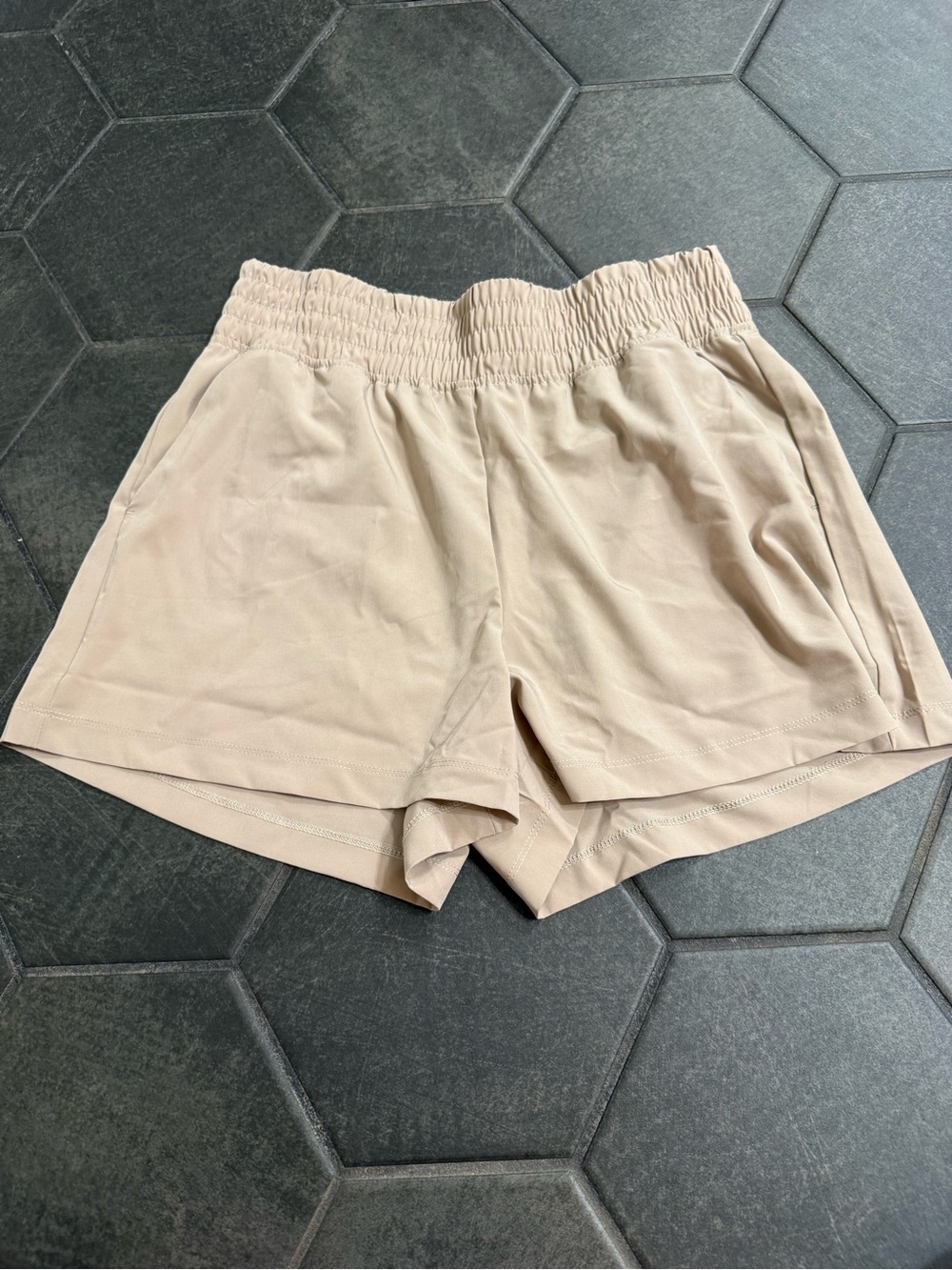 Women’s Elastic Waist Casual workout  Shorts - Cream